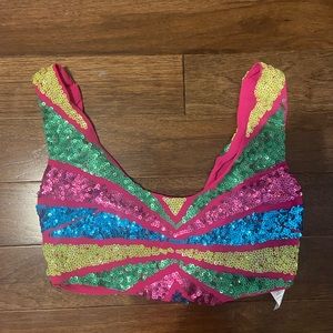 NWT nasty gal rainbow sequin crop top Size 4